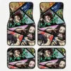 Demon Slayer Manga Anime Tanjiro Kamado Car Floor Mats Set of 4 Universal Non Slip Foot Mats Carpet Rugs Auto Interior Protector