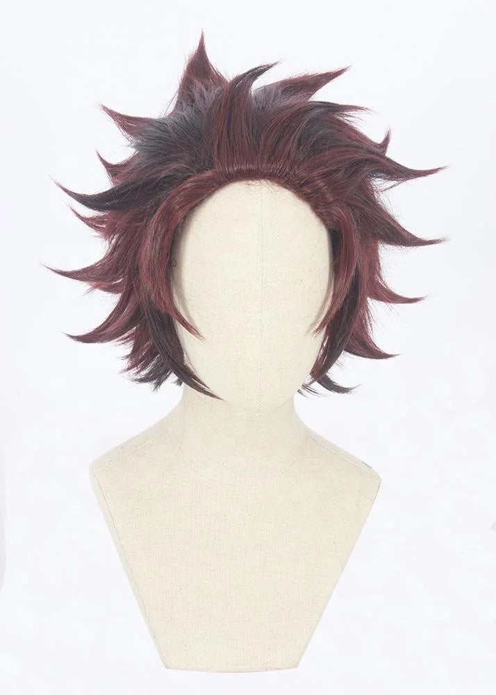 Demon Slayer Peluca Cosplay Kamado Tanjirou Wig Synthetic Anime Hair Wigs