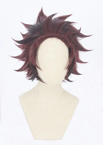 Demon Slayer Peluca Cosplay Kamado Tanjirou Wig Synthetic Anime Hair Wigs