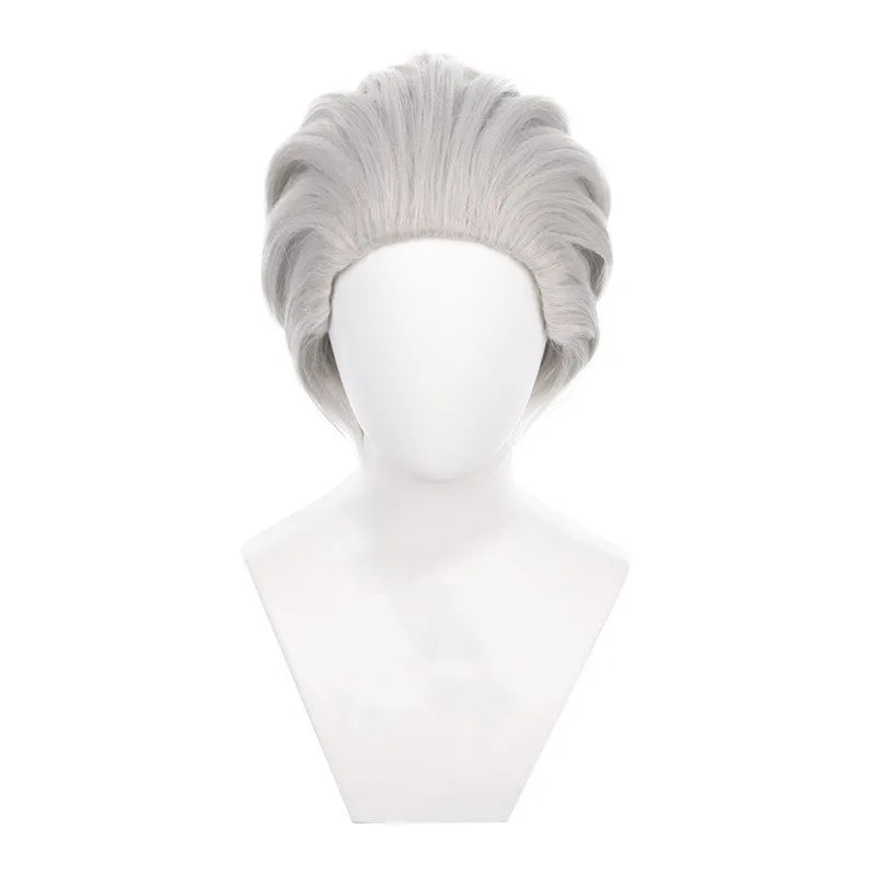Wholesale Demon Slayer Cosplay 35cm Short Silver Uzui Tengen Wig Synthetic Anime Heat Resistant Cosplay Ponytail Peluca