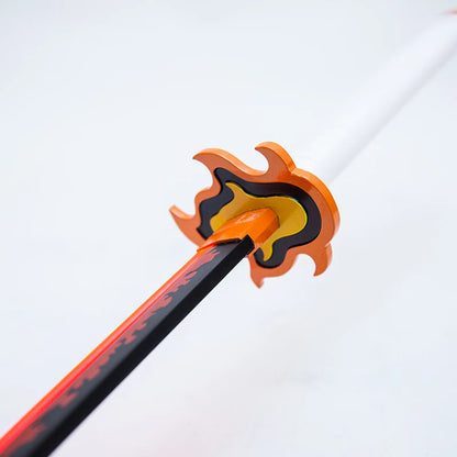 102cm Demon Slayer Rengoku Kyojuro Katana  Nichirin Sword Carbon Can Light up Blade Anime Cosplay Prop Collectible Gift