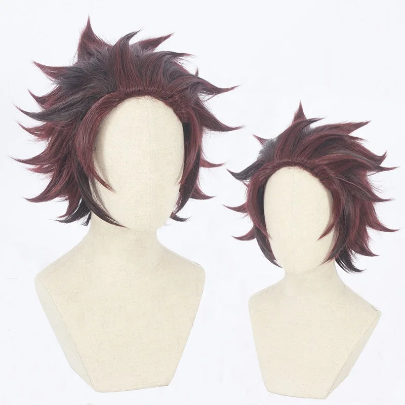 Demon Slayer Peluca Cosplay Kamado Tanjirou Wig Synthetic Anime Hair Wigs
