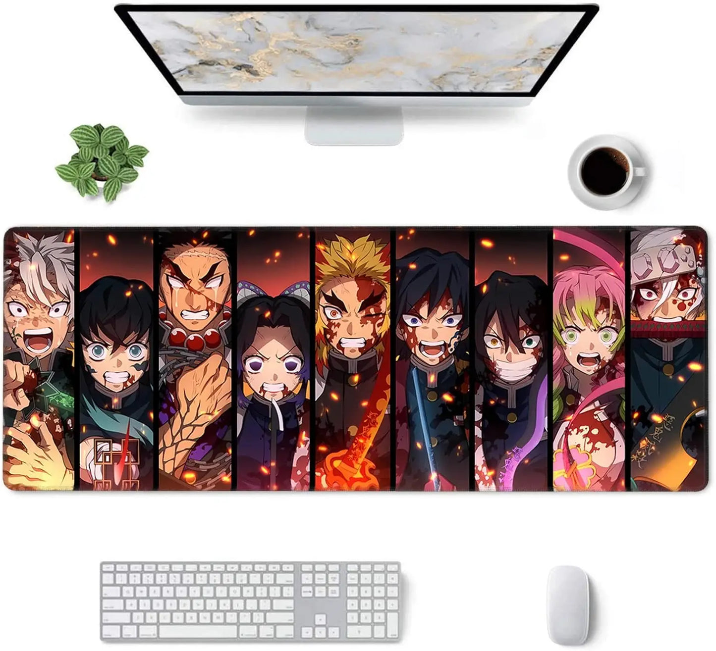900*400 Large Gaming Demon Slayer Anime Computer Rubber Base Compatible Kimetsu No Yaiba Home Office Long Mouse Pad  Mat