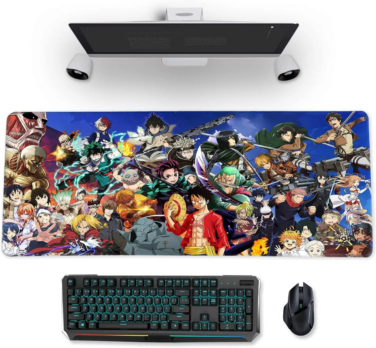 900*400 Large Gaming Demon Slayer Anime Computer Rubber Base Compatible Kimetsu No Yaiba Home Office Long Mouse Pad  Mat