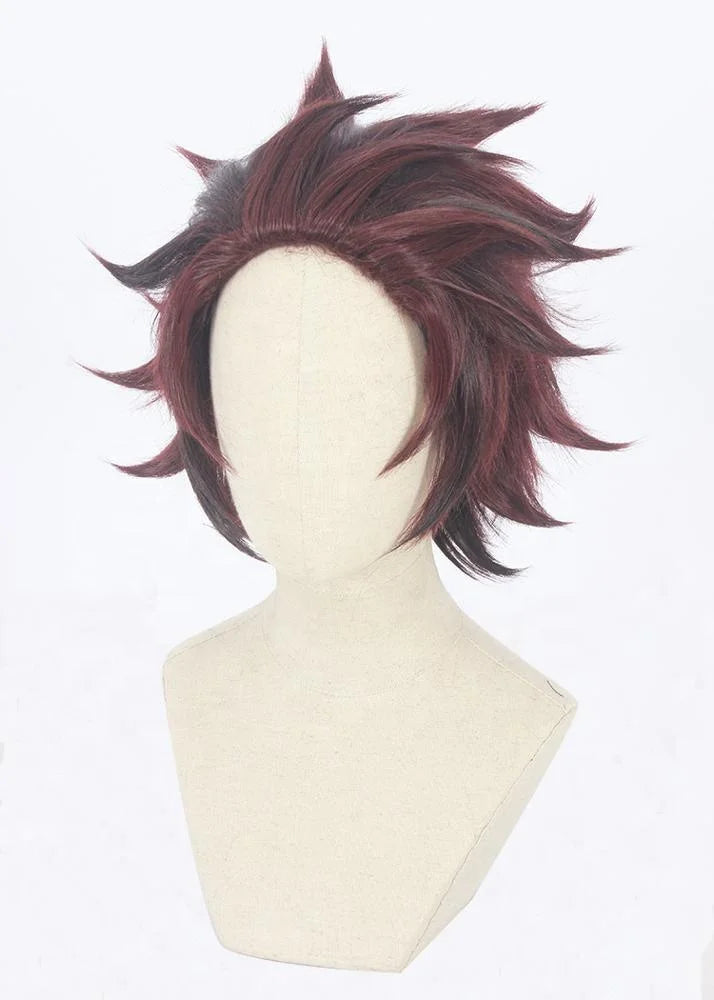 Demon Slayer Peluca Cosplay Kamado Tanjirou Wig Synthetic Anime Hair Wigs