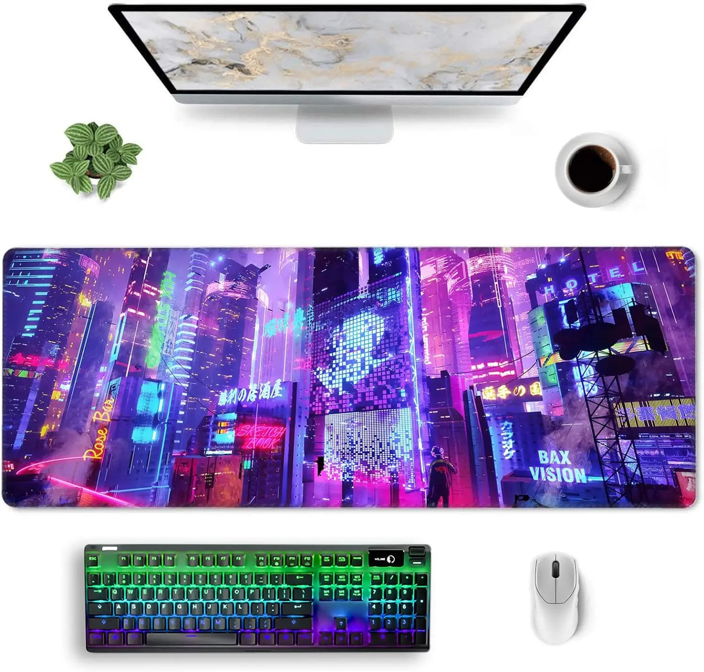 900*400 Large Gaming Demon Slayer Anime Computer Rubber Base Compatible Kimetsu No Yaiba Home Office Long Mouse Pad  Mat