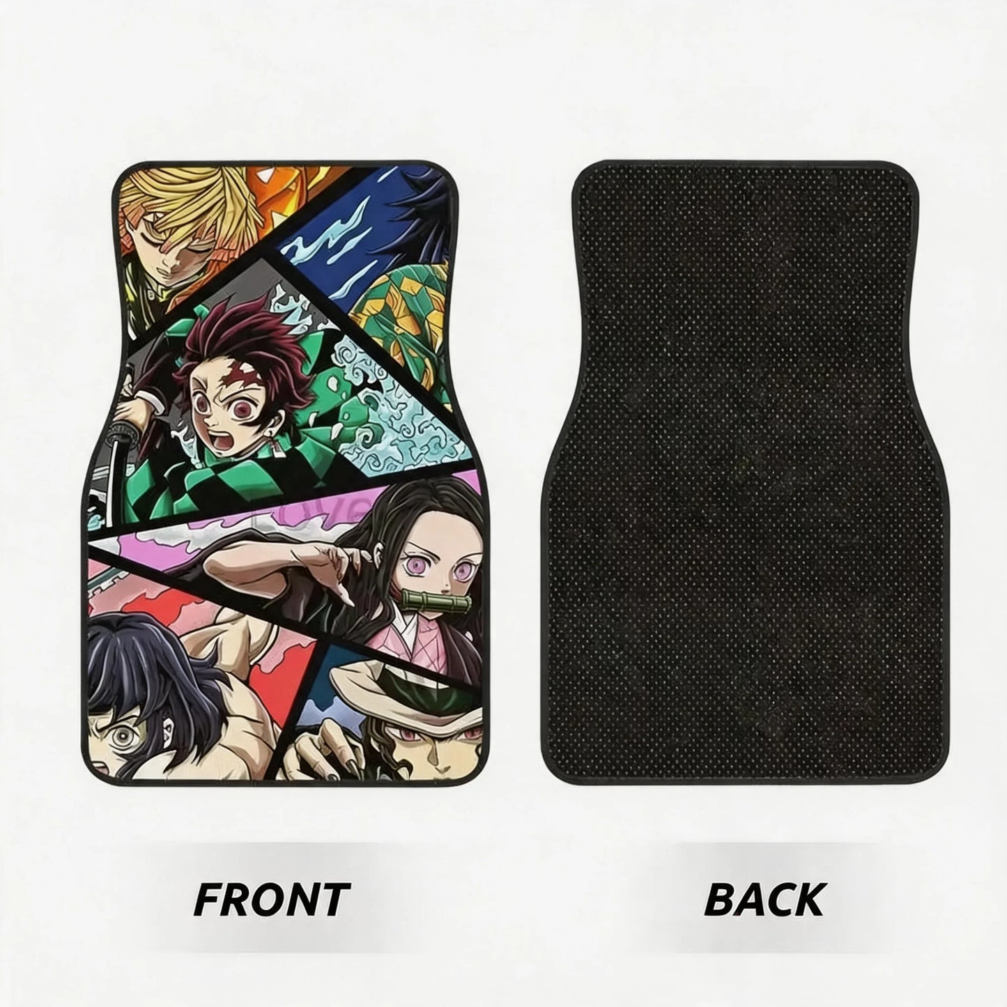 Demon Slayer Manga Anime Tanjiro Kamado Car Floor Mats Set of 4 Universal Non Slip Foot Mats Carpet Rugs Auto Interior Protector