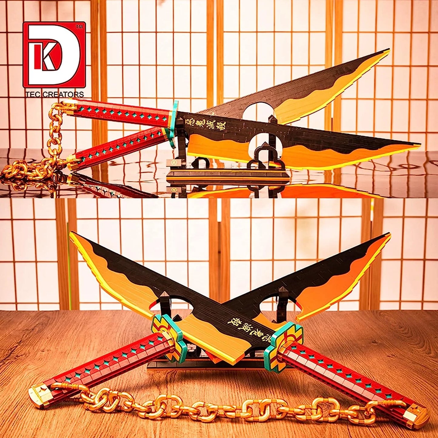 LEGO Demon Slayer Double Blade Tengen Uzui Katana Sword Model Cosplay Anime Collecting DIY Building Block Brick Toys Sets