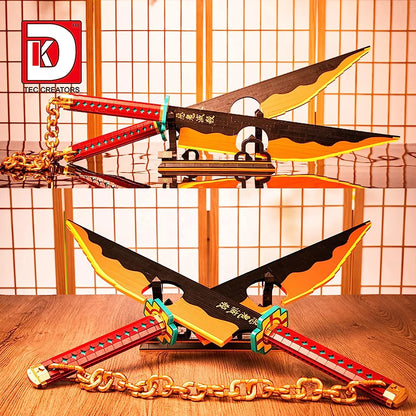 LEGO Demon Slayer Double Blade Tengen Uzui Katana Sword Model Cosplay Anime Collecting DIY Building Block Brick Toys Sets