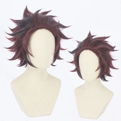 Demon Slayer Peluca Cosplay Kamado Tanjirou Wig Synthetic Anime Hair Wigs