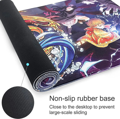 900*400 Large Gaming Demon Slayer Anime Computer Rubber Base Compatible Kimetsu No Yaiba Home Office Long Mouse Pad  Mat