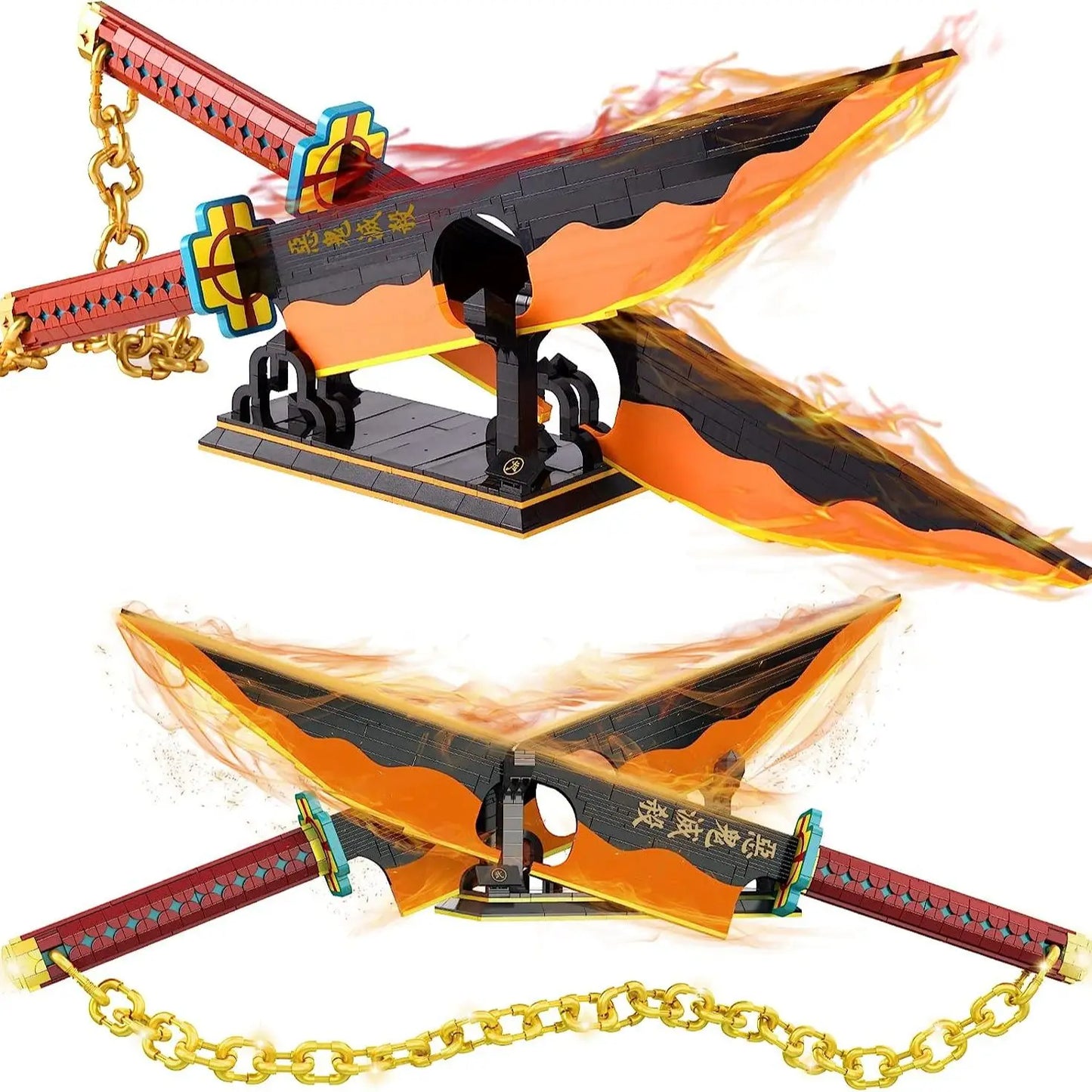 LEGO Demon Slayer Double Blade Tengen Uzui Katana Sword Model Cosplay Anime Collecting DIY Building Block Brick Toys Sets