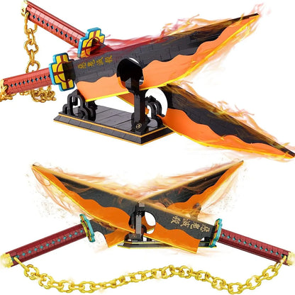 LEGO Demon Slayer Double Blade Tengen Uzui Katana Sword Model Cosplay Anime Collecting DIY Building Block Brick Toys Sets