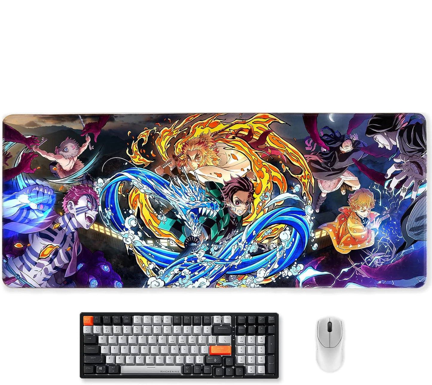 900*400 Large Gaming Demon Slayer Anime Computer Rubber Base Compatible Kimetsu No Yaiba Home Office Long Mouse Pad  Mat