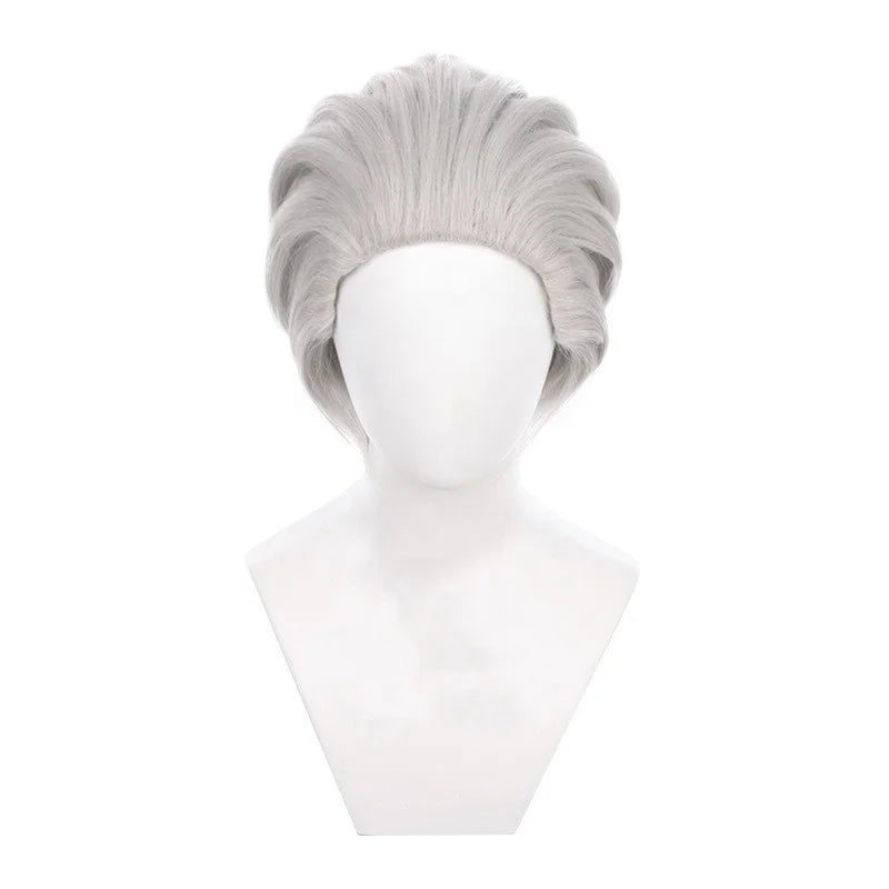 Wholesale Demon Slayer Cosplay 35cm Short Silver Uzui Tengen Wig Synthetic Anime Heat Resistant Cosplay Ponytail Peluca