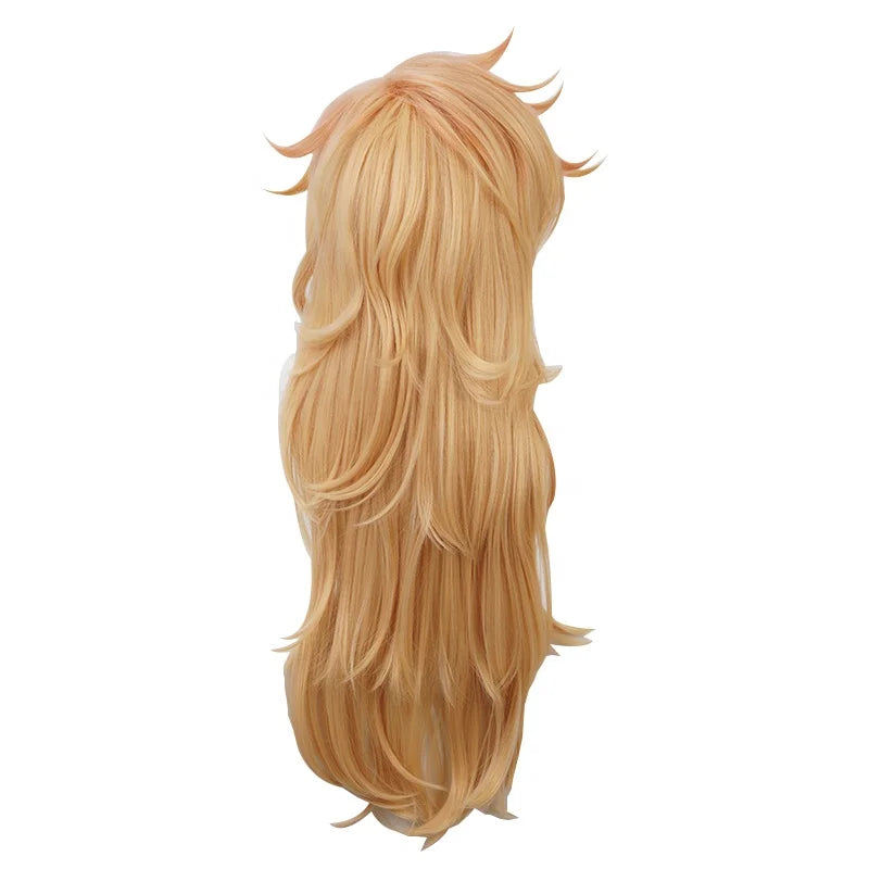 Wholesale Demon Slayer Douma Wig Cosplay 80cm Long Curly Golden Anime Peluca Synthetic Heat Resistant Hair Wig for Party