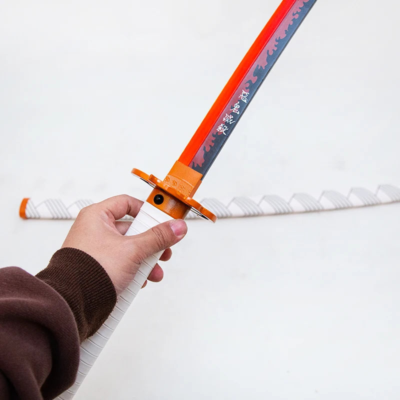 102cm Demon Slayer Rengoku Kyojuro Katana  Nichirin Sword Carbon Can Light up Blade Anime Cosplay Prop Collectible Gift