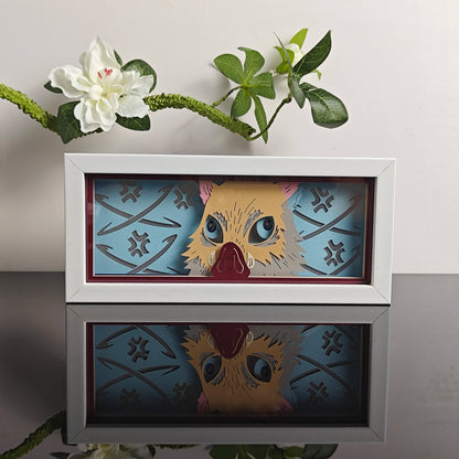 3D Animal Paper Light Box Cut UV Printing Demon Slayer LED Lights Wedding Bedroom Night Desk Lamp