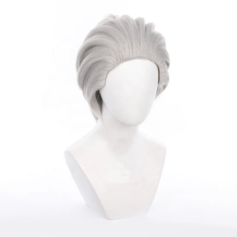 Wholesale Demon Slayer Cosplay 35cm Short Silver Uzui Tengen Wig Synthetic Anime Heat Resistant Cosplay Ponytail Peluca