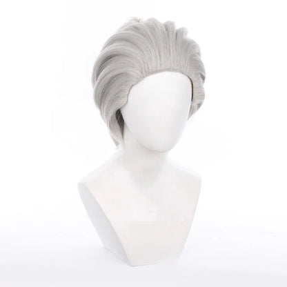 Wholesale Demon Slayer Cosplay 35cm Short Silver Uzui Tengen Wig Synthetic Anime Heat Resistant Cosplay Ponytail Peluca