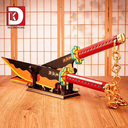 LEGO Demon Slayer Double Blade Tengen Uzui Katana Sword Model Cosplay Anime Collecting DIY Building Block Brick Toys Sets